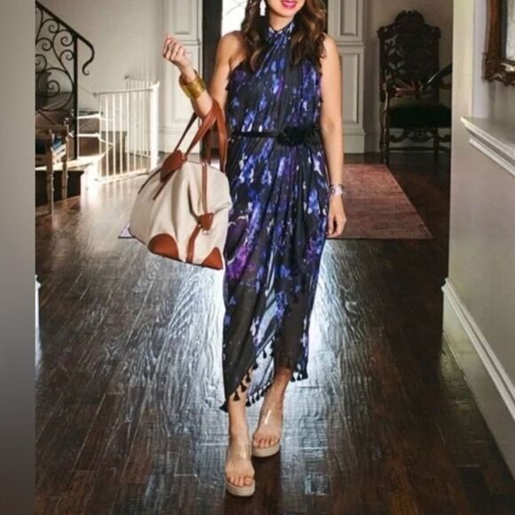 NWT Peter Som Floral Black and Blue Sarong - Picture 1 of 5